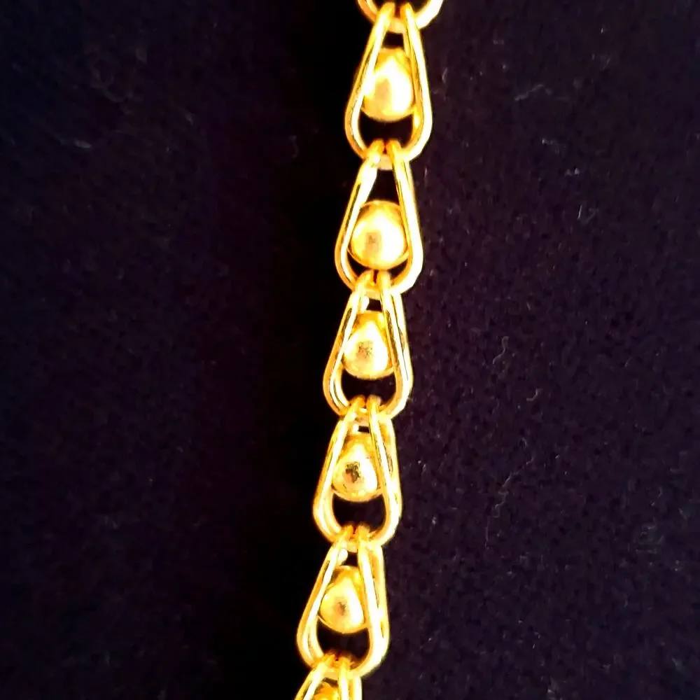 Monet Caged Ball Necklace Gold Link Chain Chunky Modernist Statement Vintage 80s - Picture 5 of 5